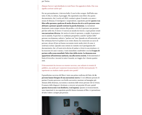 www.vita.it storie e persone - human forever il film che sta cambiando lo sguardo sulla demenza
